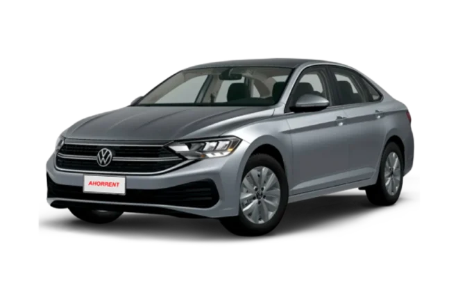 Volkswagen Jetta gris de alquiler en Guatemala con Ahorrent, vista detallada del vehículo