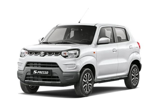 Suzuki S-Presso blanca de Ahorrent, carro pequeño y eficiente para alquilar en Guatemala