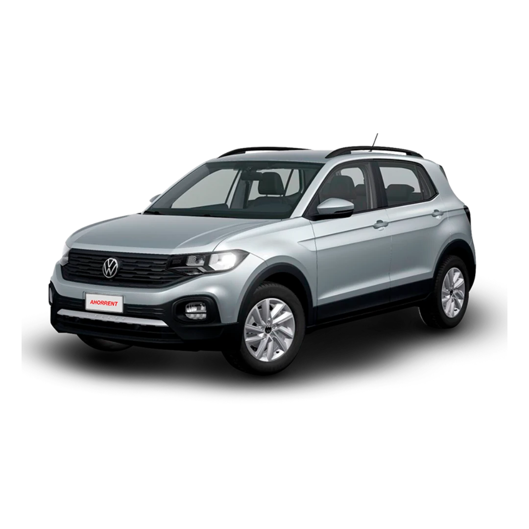 Volkswagen T-Cross plateada de Ahorrent, SUV urbana disponible para alquilar en Guatemala